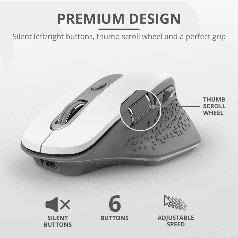 Mouse Trust Ozaa, Rechargeable Wireless, alb - 3