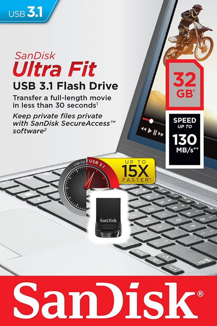 Memorie USB SanDisk Ultra Fit 32 GB, USB 3.1, Negru - 2