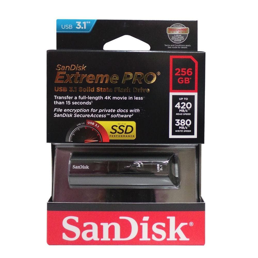 Memorie USB SanDisk Extreme Pro 256 GB, USB 3.1, Negru - 3