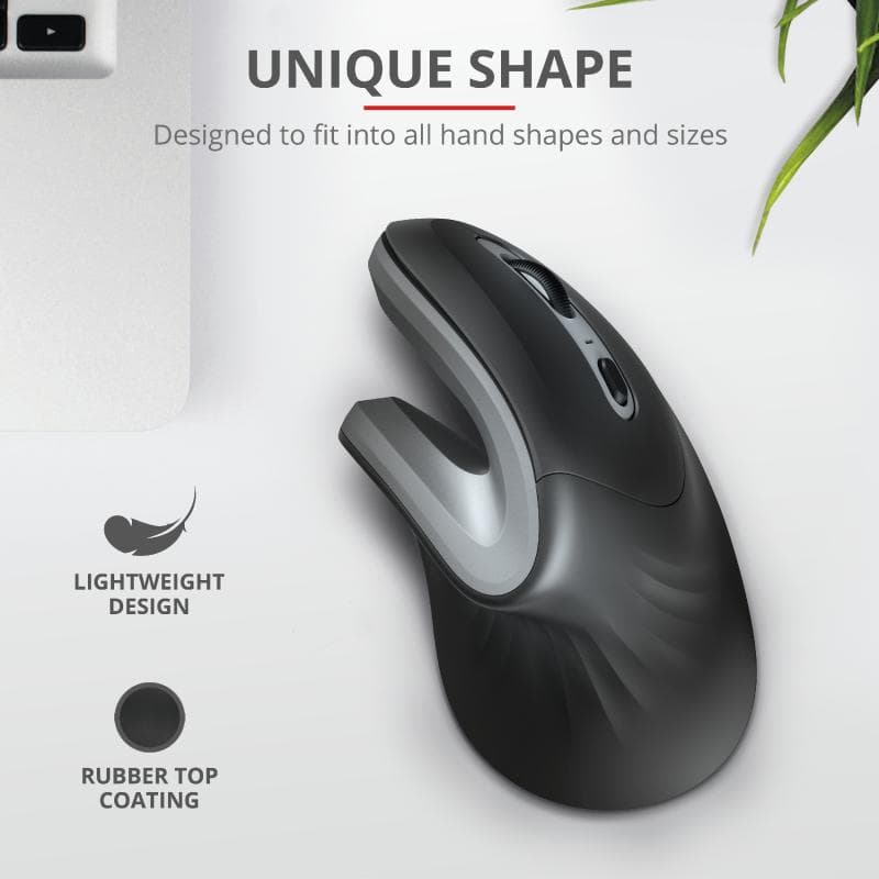 Mouse Trust Verro Ergonomic, Wireless, negru - 3