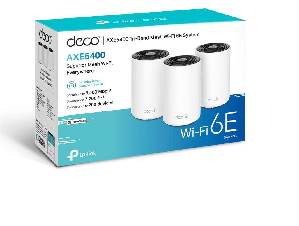 TP-Link AXE5400 home mesh Wi-Fi 6E System, Tri-Band, Deco XE75(3-pack); - 3