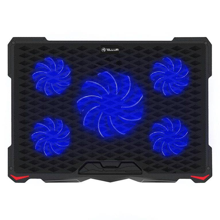 Cooling pad Tellur Basic, 17", 5 ventilatoare, LED, 2USB, Negru - 3