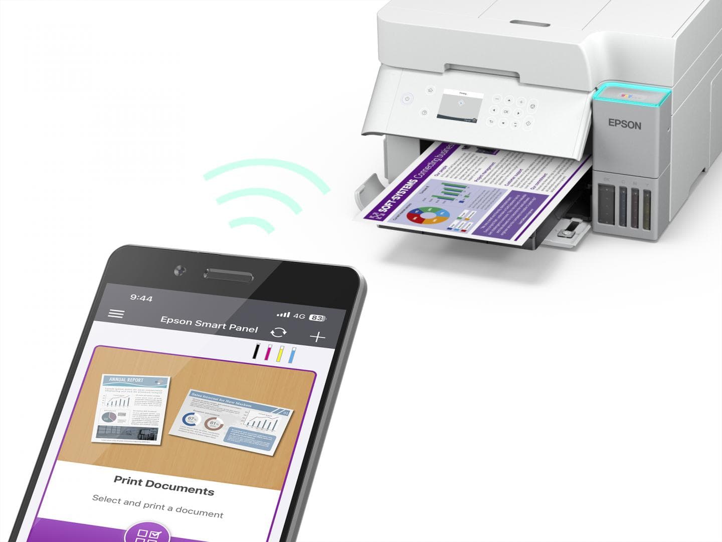 Multifunctional inkjet color Epson EcoTank CISS L6376, culoare alb, dimensiune - 3
