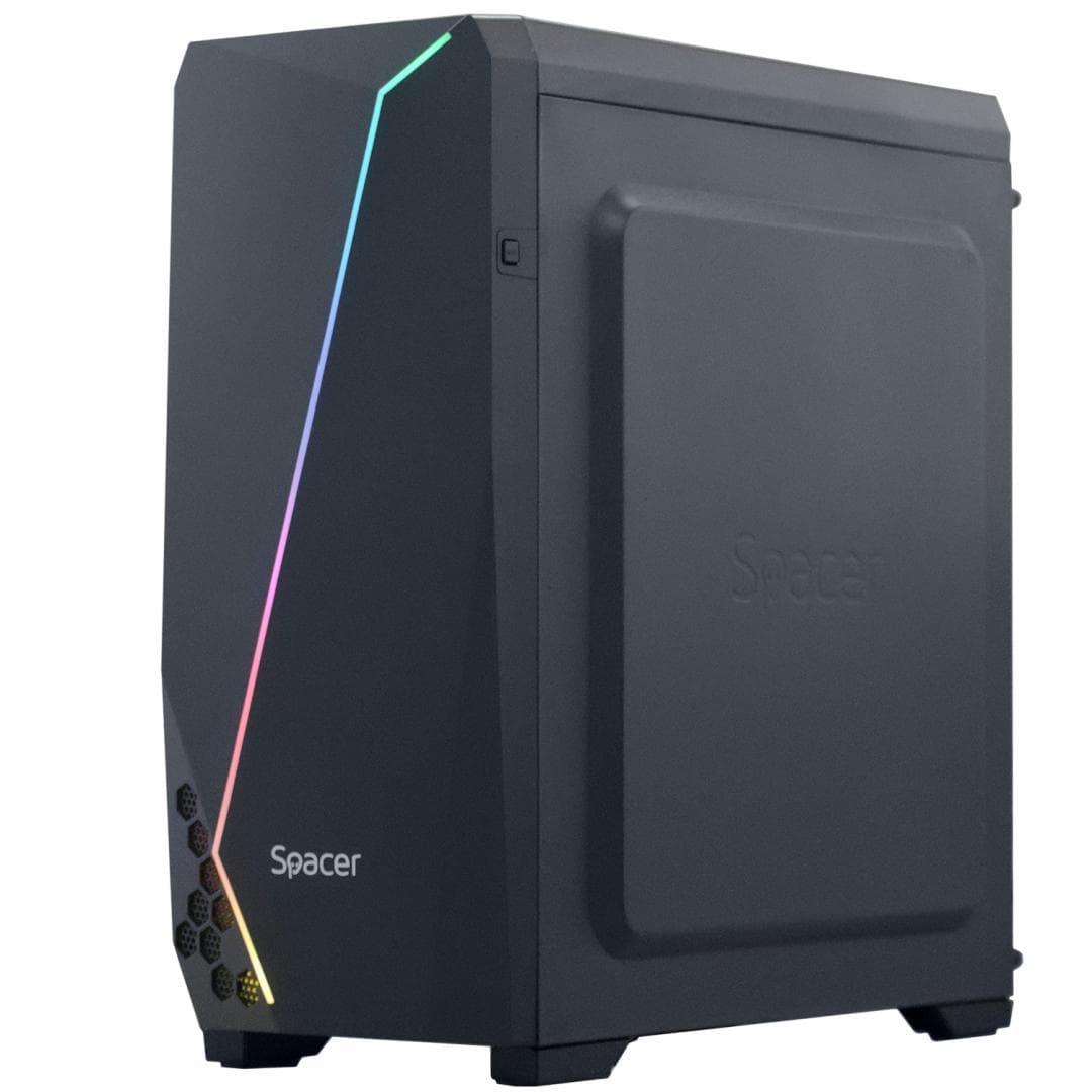 Carcasa SPACER SPCS-GC-FLASH, RGB, Mid Tower, Black - 4