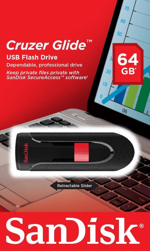 Memorie USB SanDisk Cruzer Glide 64 GB, USB 2.0, Negru - 4