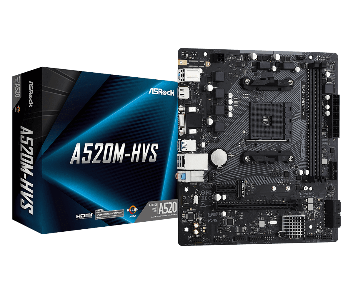 Placa de baza ASRock A520M-HVS, Socket AM4, DDR4, Micro-ATX