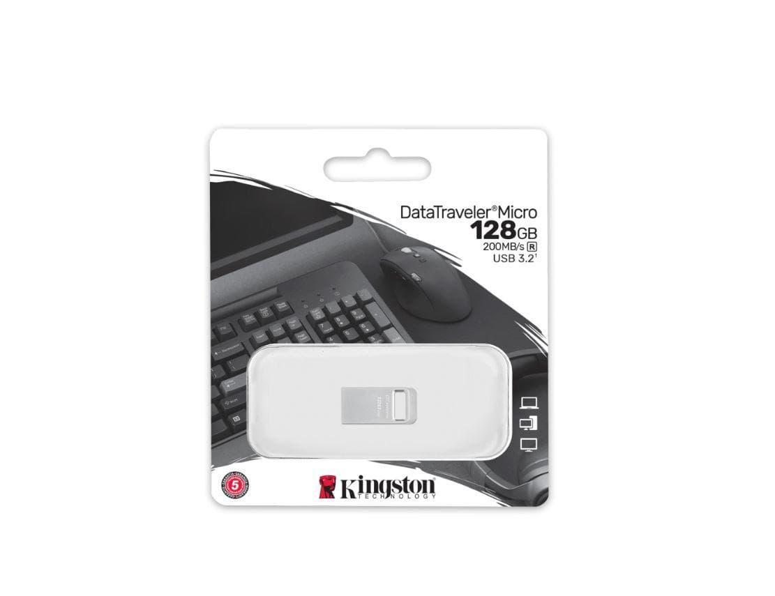 Memorie USB Kingston DataTraveler Micro 128 GB, USB 3.2, Argintiu - 3