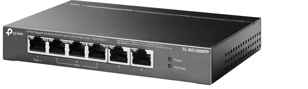 "6-Port Gigabit Desktop Switch with 3-Port PoE+ and 1-Port PoE++ - 3