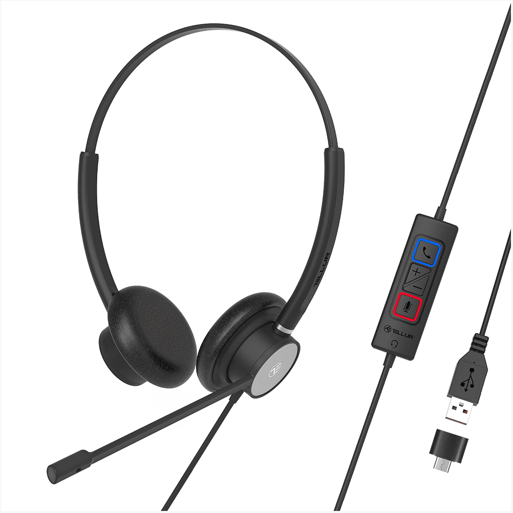 Casti Head-band TELLUR Voice 320, Wired, Negru