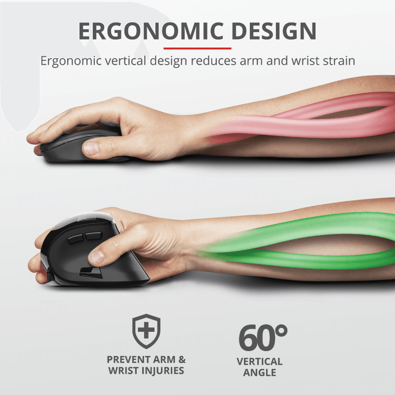 Mouse Trust Voxx, Rechargeable Ergonomic Wireless, negru - 7