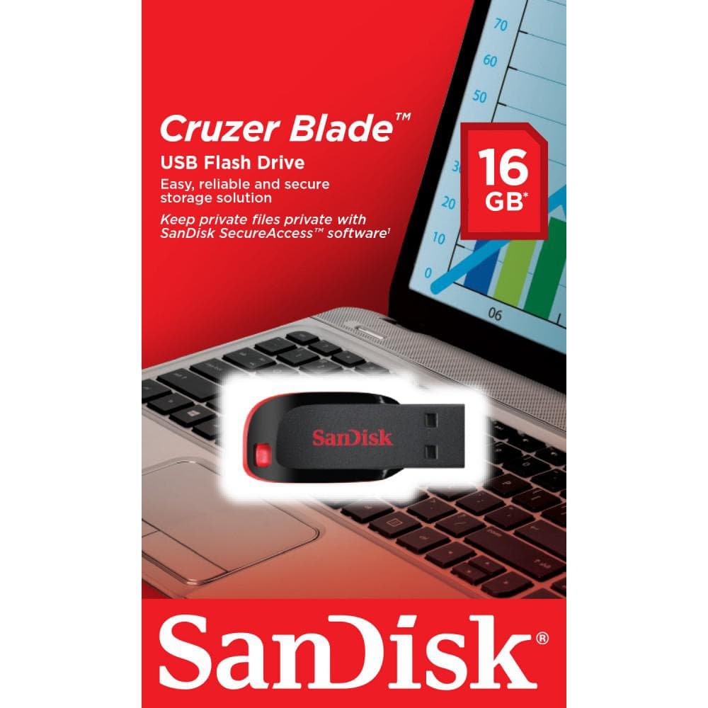 Memorie USB SANDISK Cruzer Blade 16 GB, USB 2.0, Negru