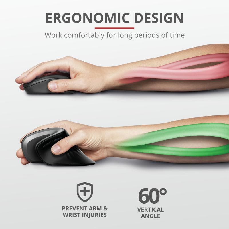 Mouse Trust Verro Ergonomic, Wireless, negru - 8