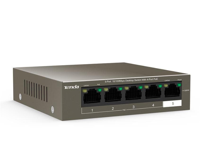 Tenda switch TEF1105P-4-38W, 5-Port 10/100Mbps, 4-porturi POE, Standarde de retea: - 2