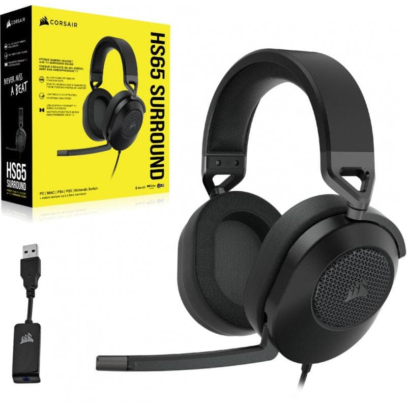 Casti Gaming Head-band Corsair HS65 SURROUND, Wired, Negru - 5