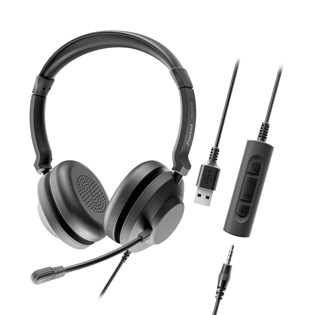 Casti Head-band AXTEL Axtel One UC35, Cu fir, Negru