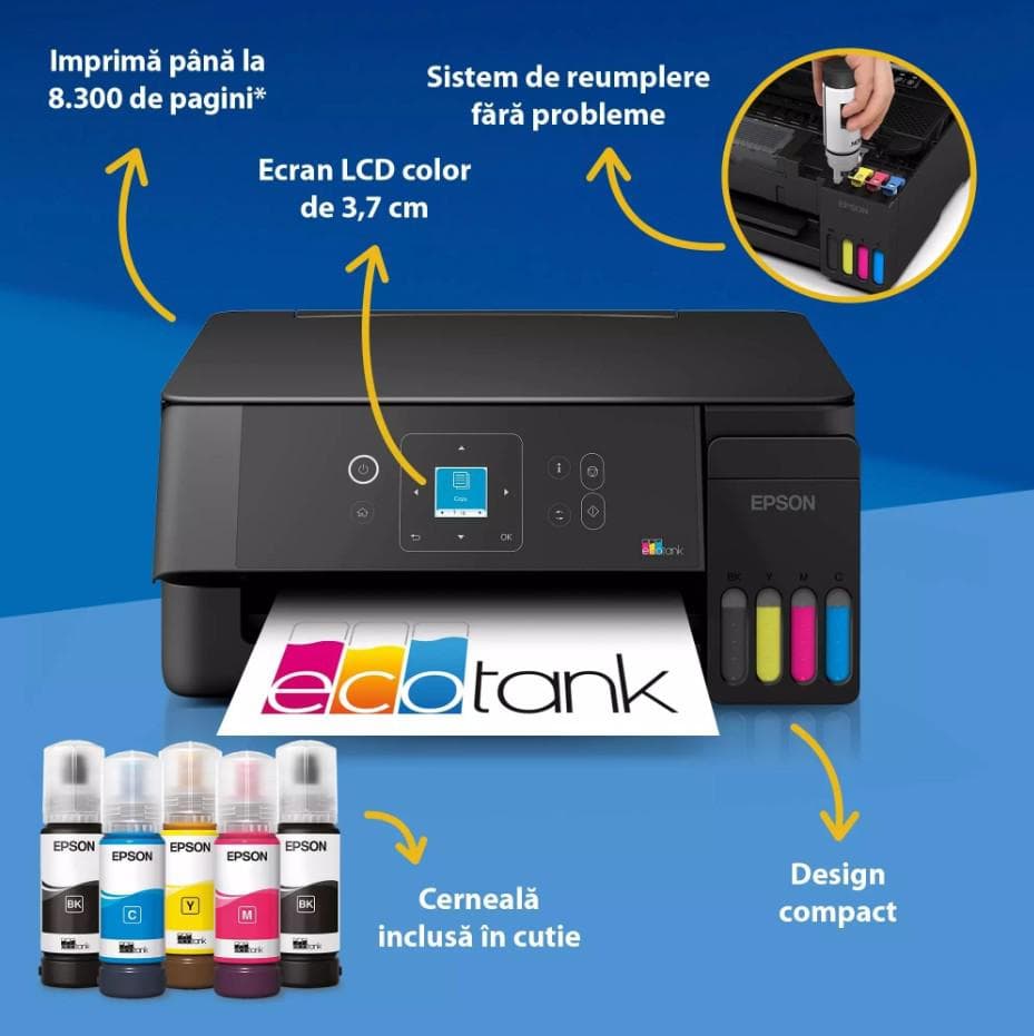 Multifunctional inkjet Epson EcoTank L3360, CISS, format A4, Color, USB - 4