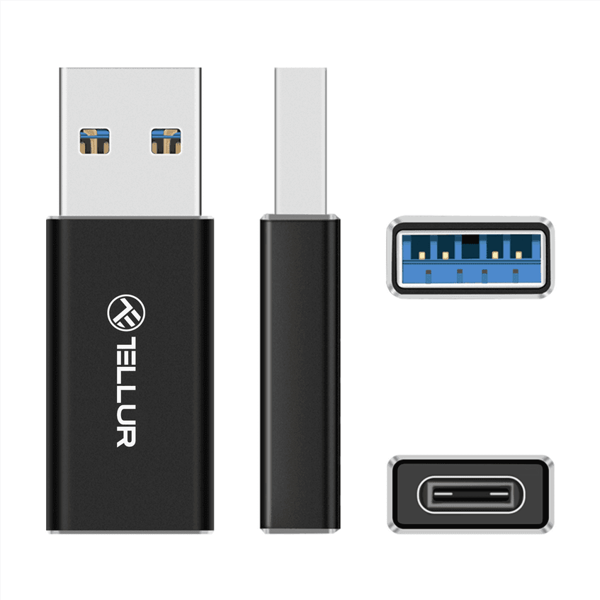 Adaptor USB-A la USB-C Tellur, 3A, viteze de transfer de