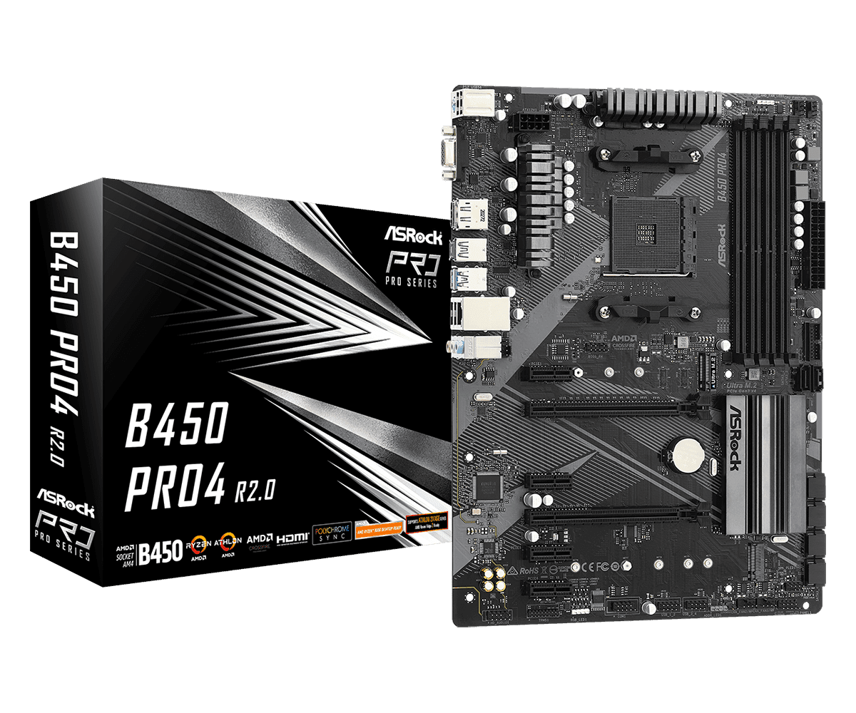 Placa de baza ASRock B450 Pro4 R2.0, Socket AM4, DDR4,