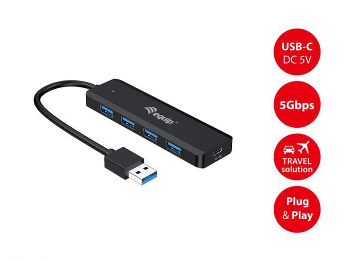 EQUIP 128959 4-Port USB 3.2 Gen 1 Hub with USB-C - 3