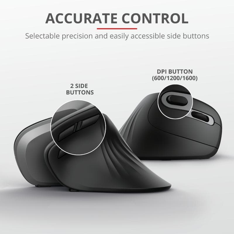 Mouse Trust Verro Ergonomic, Wireless, negru - 4