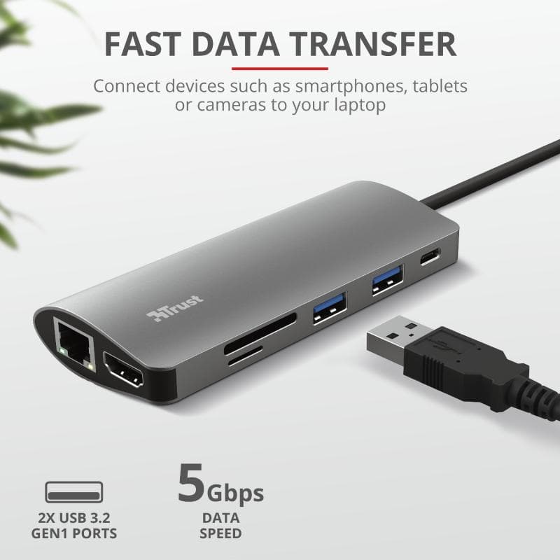 Hub USB Trust Dalyx, 7 porturi USB-C, negru - 7