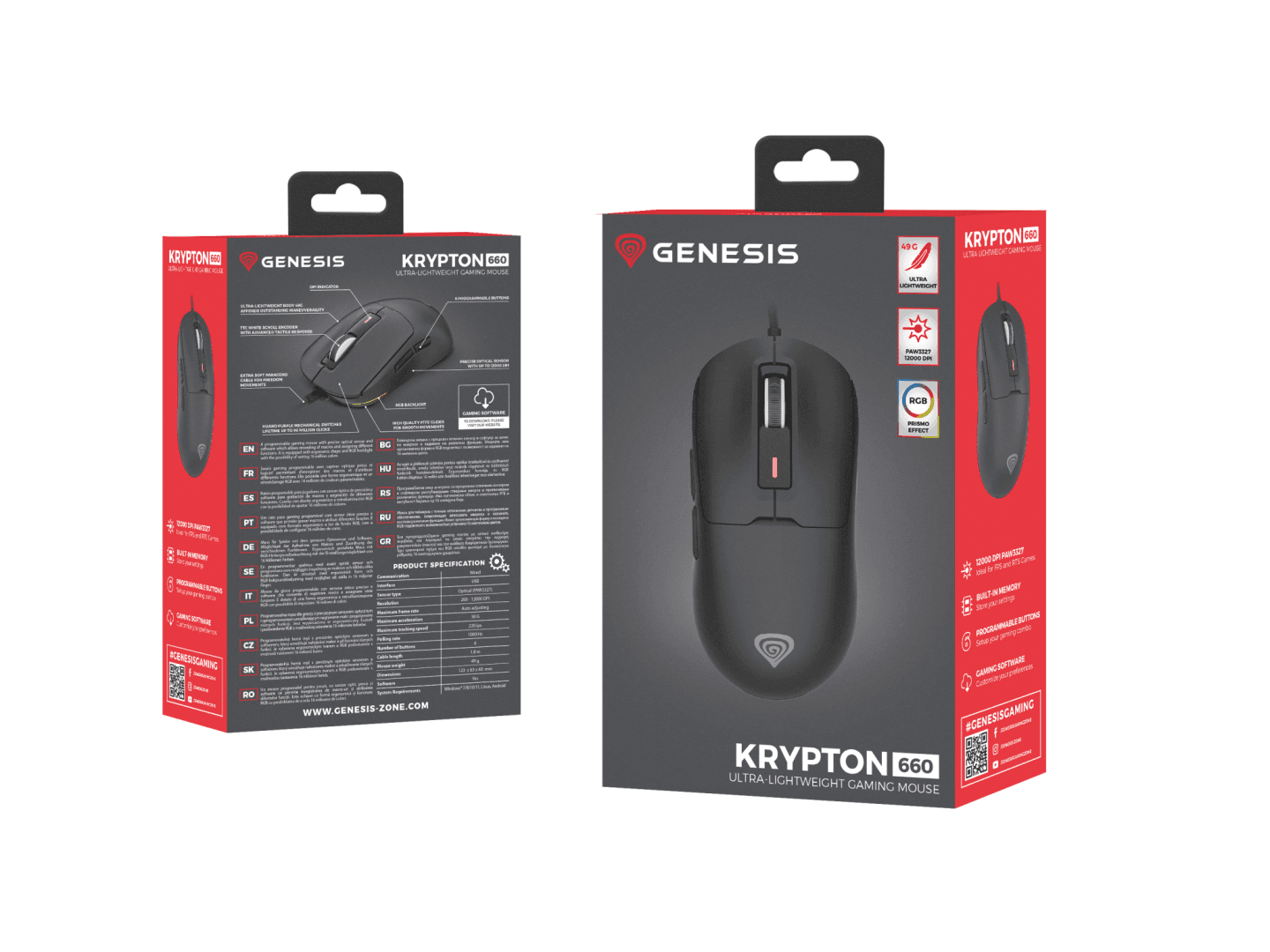 Mouse gaming cu fir Genesis Krypton 660, interfata USB, 12000 - 12