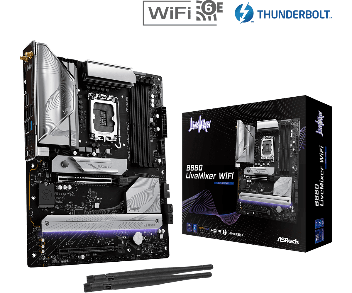 Placa de baza ASRock B860 LiveMixer WiFi, Socket 1851, DDR5,