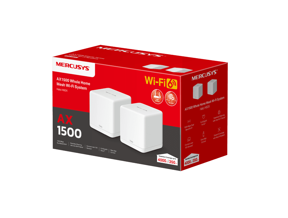 Mercusys Halo H60X(2-pack) Whole mesh Wi-Fi6 system, AX1500, Dual-band, Standarde - 4