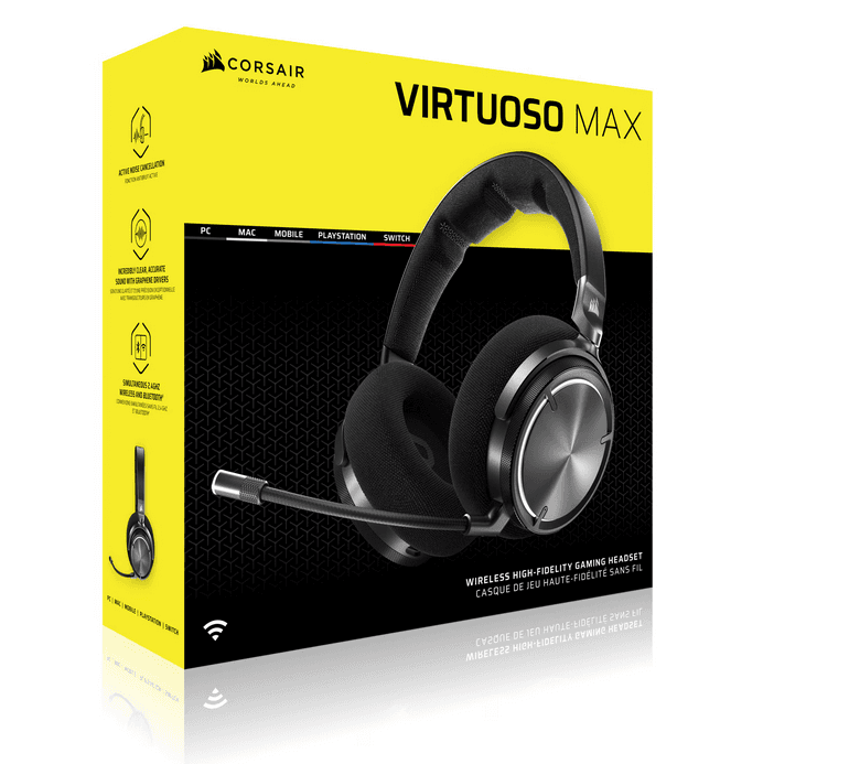 Casti Gaming Head-band CORSAIR VIRTUOSO MAX WIRELESS, Fara Fir, Noise-canceling,