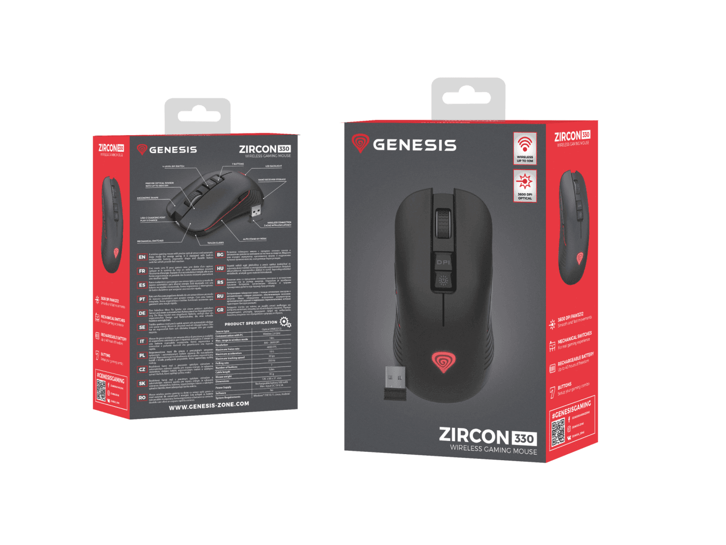 Mouse gaming wireless Gensesis Zircon 330, interfata USB, 3600 DPI, - 9