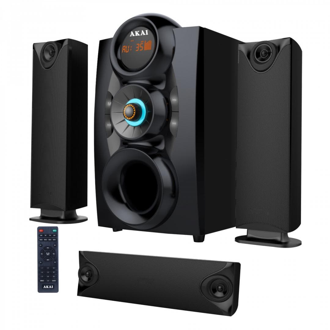 Sistem boxe 3.1 AKAI, USB/ Card Reader/FM/Bluetooth, RMS 8W+18W, PMPO