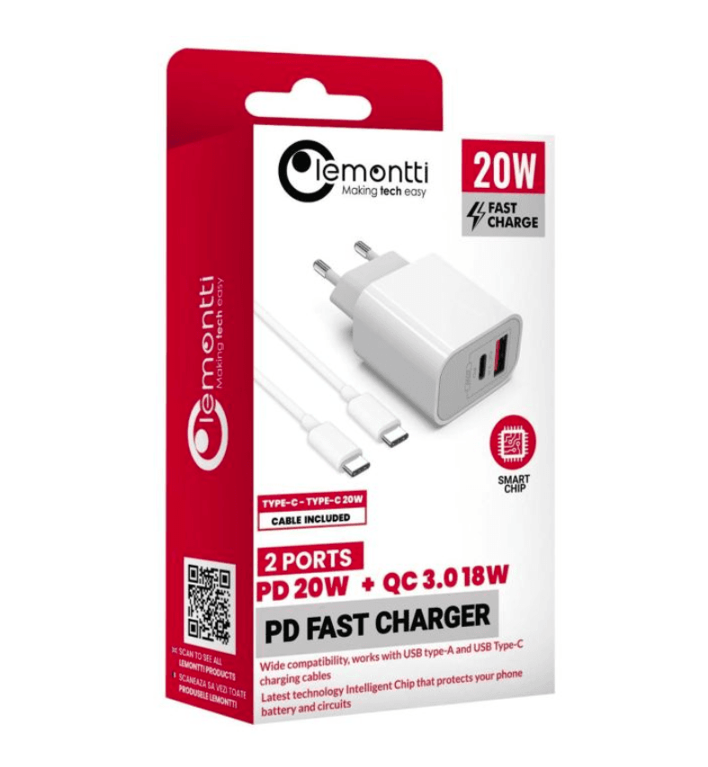Lemontti Set Incarcator Retea Fast Charge 20W 1 x PD - 3