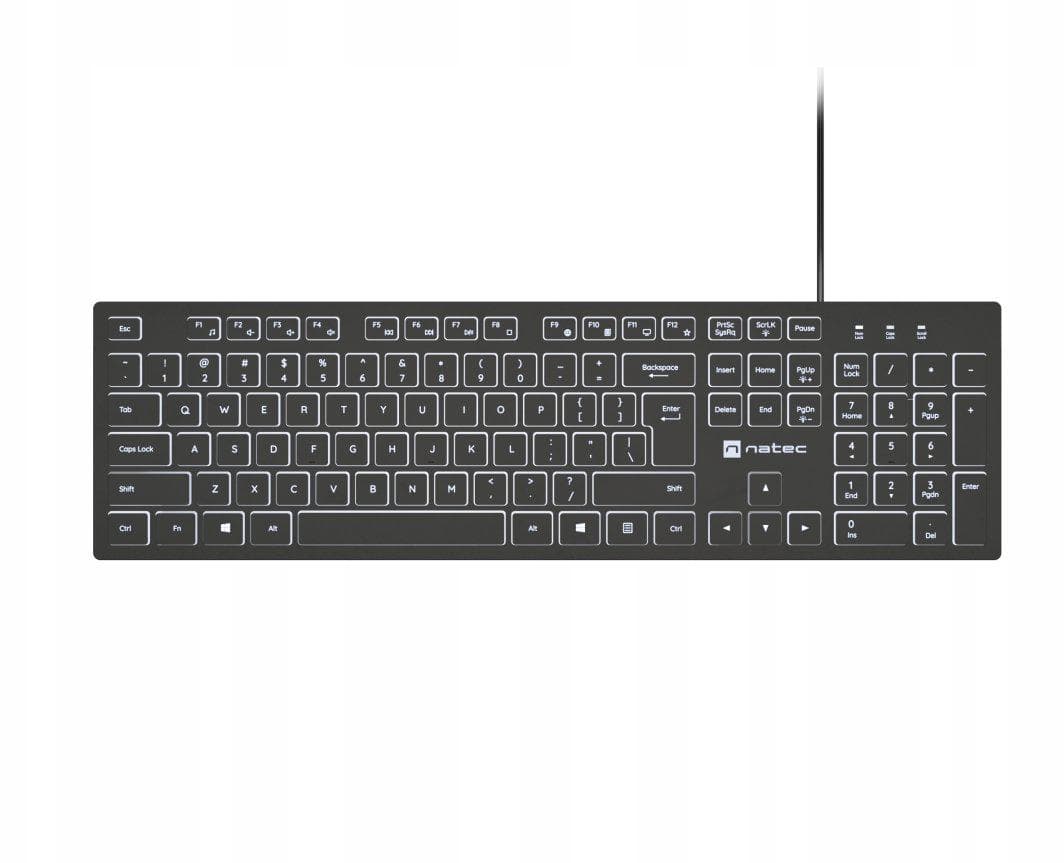 Tastatura Natec cu fir Herring Slim, membrana, iluminare alb taste,