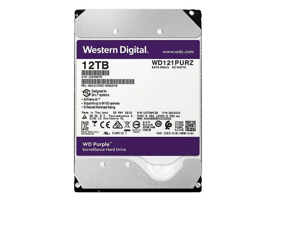 HDD Surveillance WD Purple, 12TB, 5400RPM, 256MB, SATA III - 3