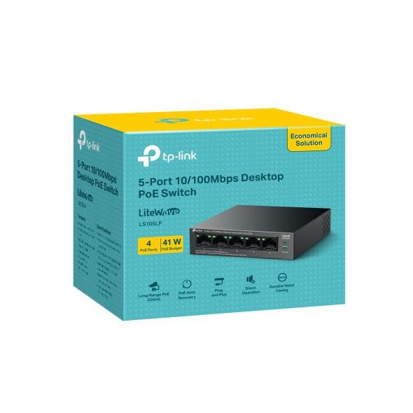 "5-Port 10/100 Mbps Desktop Switch with 4-Port PoE PORT: 4× - 2