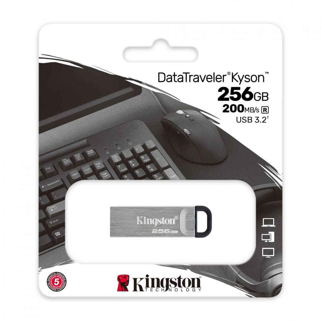 Memorie USB Kingston DataTraveler Kyson 256GB, USB 3.2, Argintiu - 3