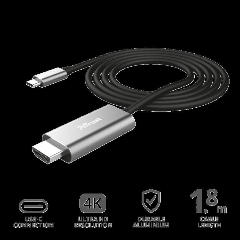 Cablu Trust Calyx, USB-C to HDMI, 1.8m, negru - 2