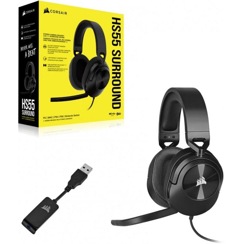Casti Gaming Head-band Corsair HS55 SURROUND, Wired, Negru - 4