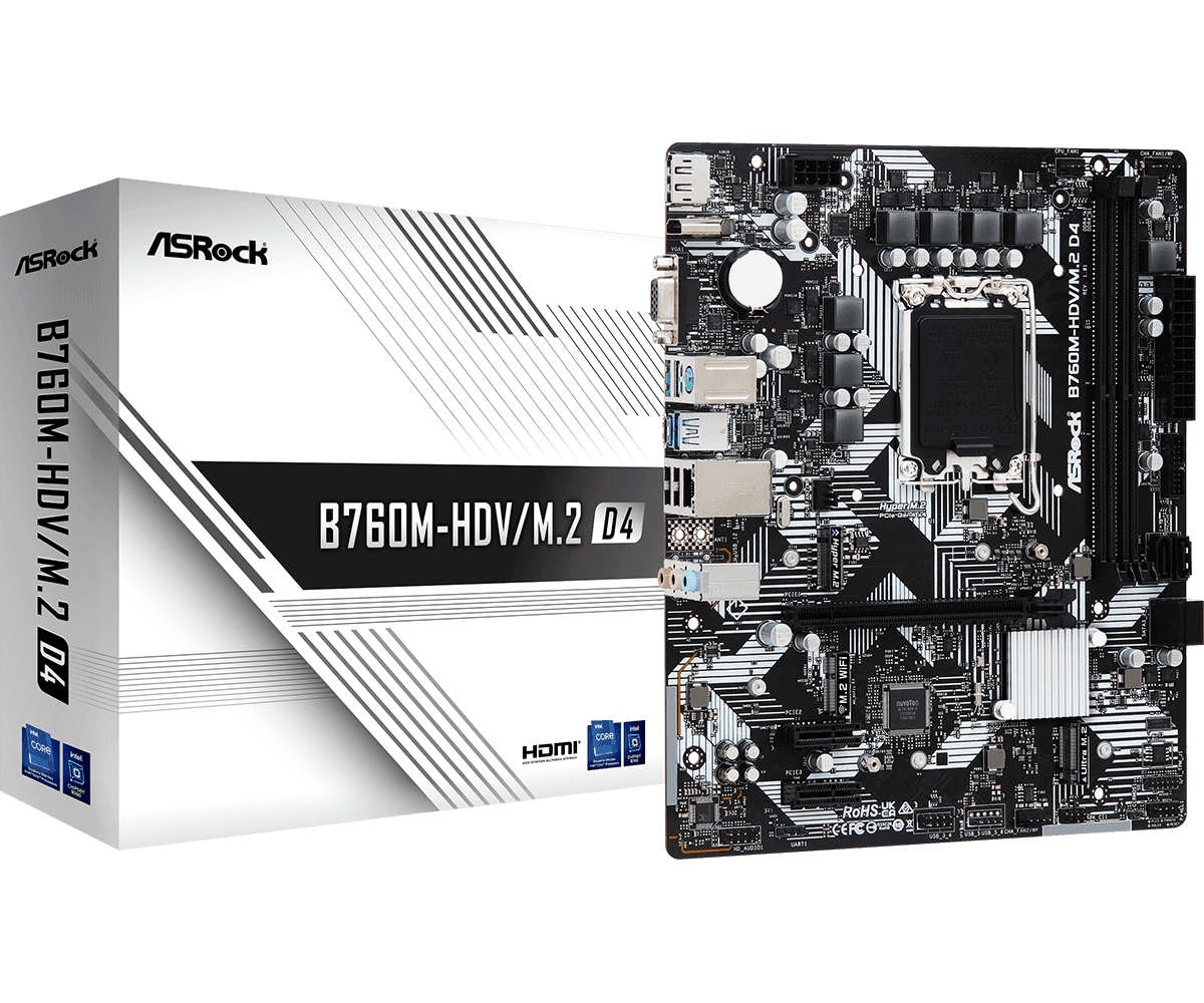 Placa de baza ASRock B760M-HDV/M.2 D4, Socket 1700, DDR4, Micro-ATX