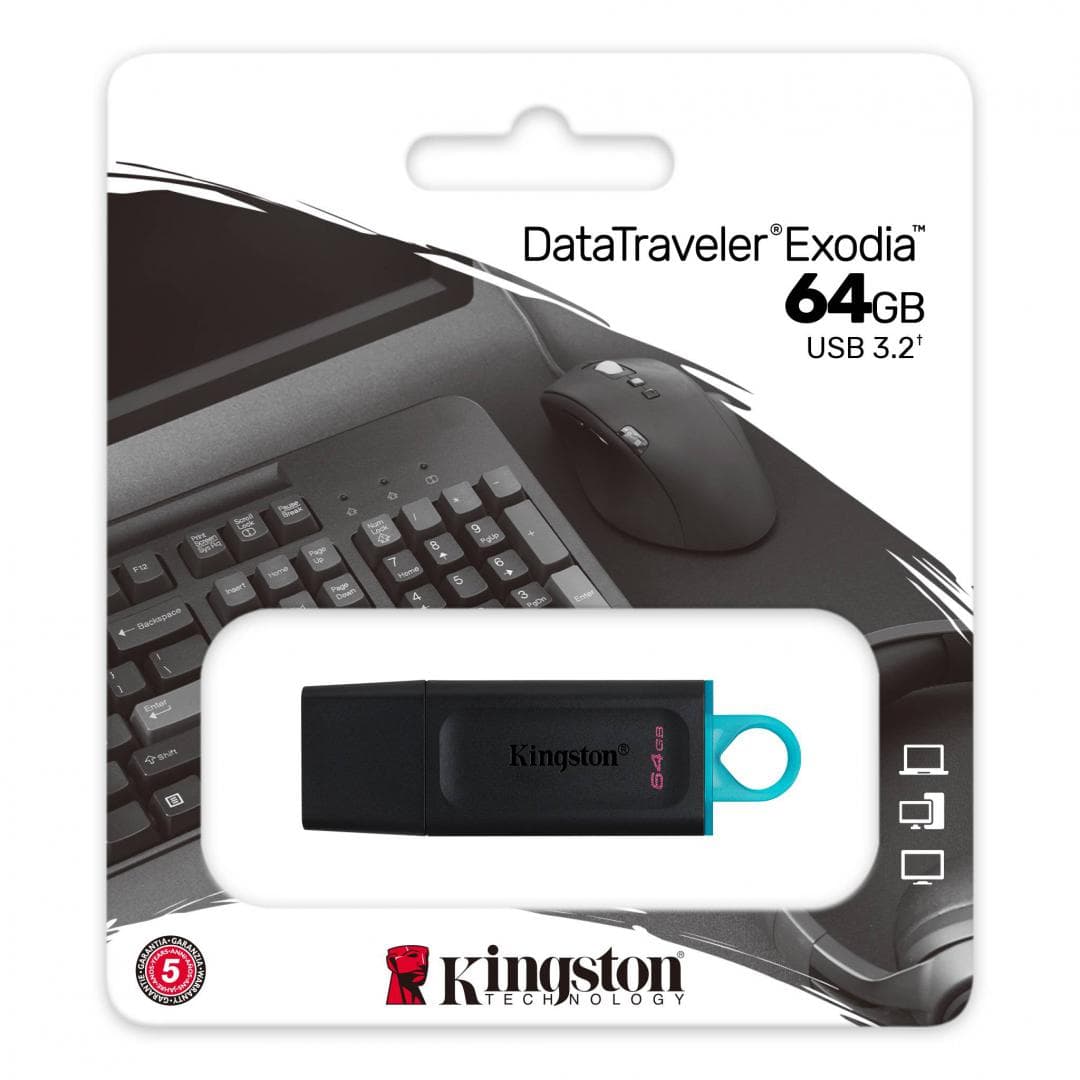 Memorie USB Kingston DataTraveler Exodia 64GB, USB 3.2, Negru - 3