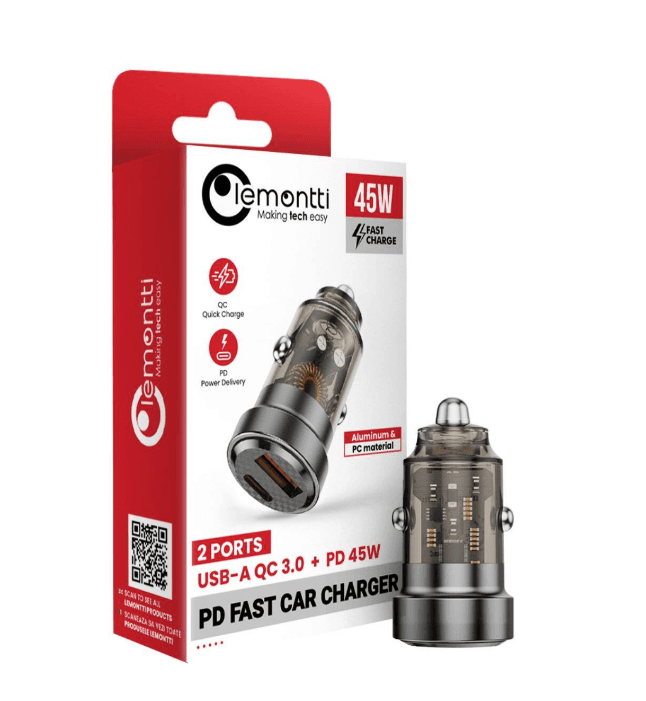 Incarcator auto Lemontti putere iesire 45W, dual Port PD Type-C - 2
