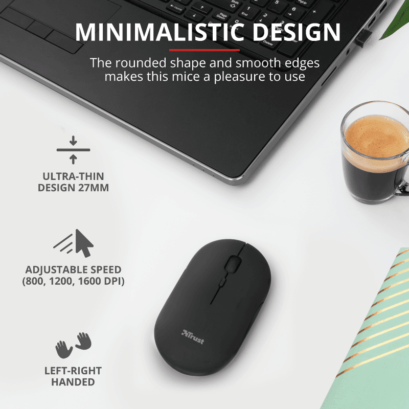 Mouse Trust Puck, Rechargeable Bluetooth, negru - 3