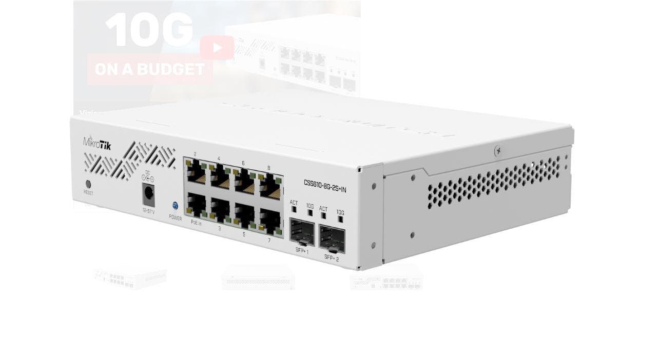 MIKROTIK, CSS610-8G-2S+IN 8G, 2 SFP+ Port , Indoor Switch 64kb