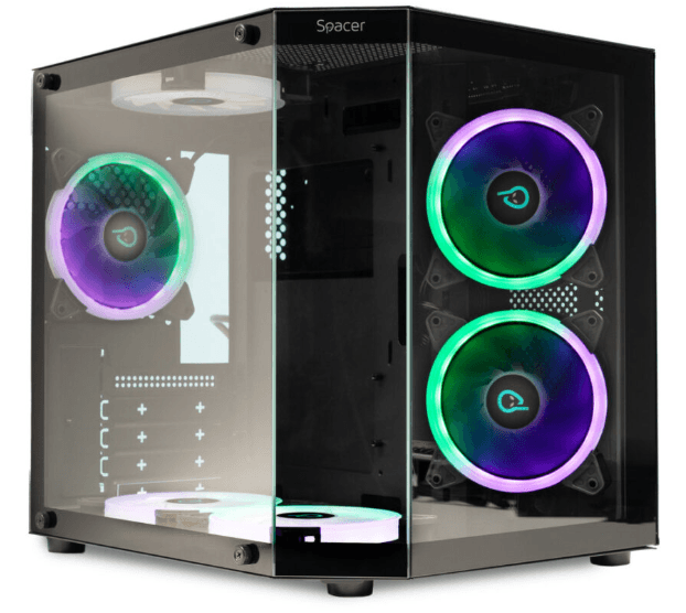 Carcasa Spacer Aquarium, RGB, Micro Tower, Black
