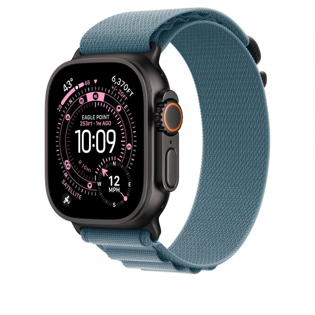Apple Watch 49mm Light Blue Alpine Loop - Large - Black Titanium - 3