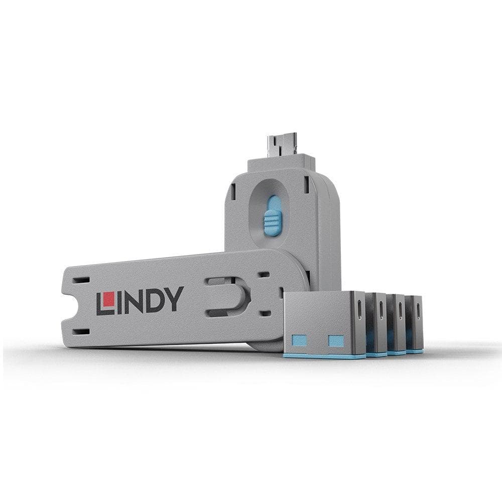Adaptor Lindy LY-40452, USB Port Locks 4x, blue - 2