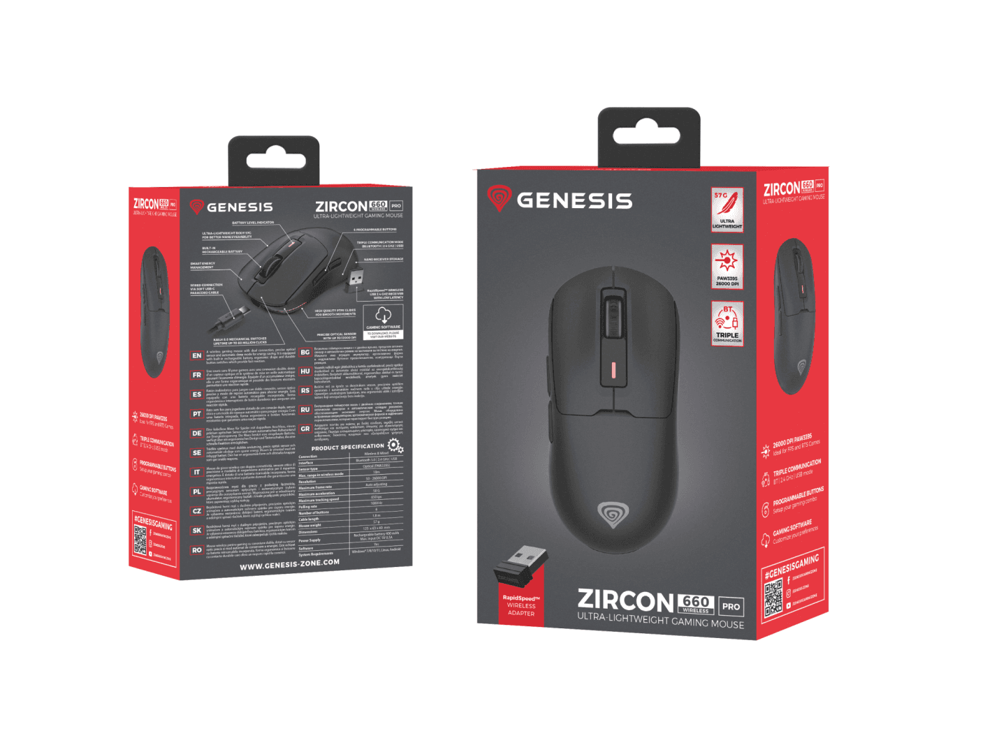 Mouse gaming wireless Gensesis Zircon 660 PRO, interfata USB, 26000 - 14