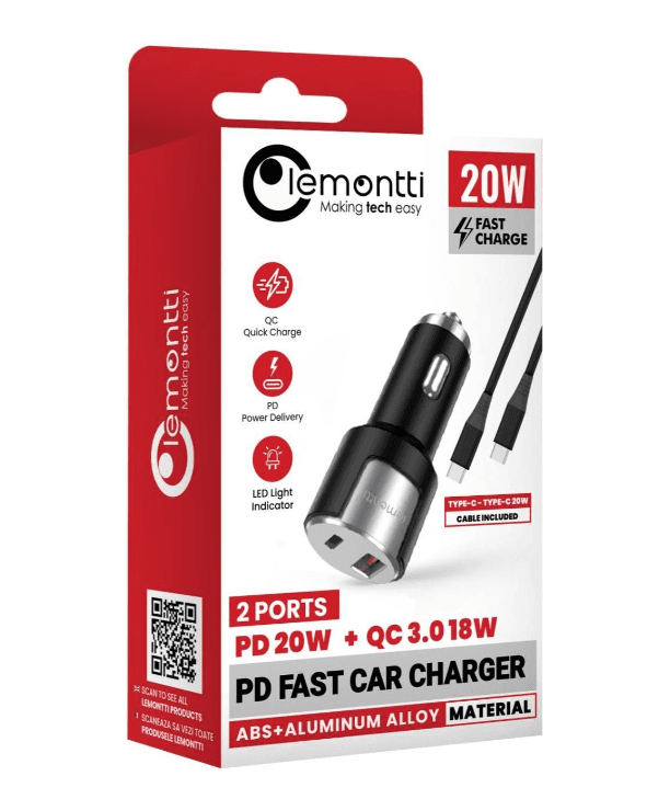 Incarcator auto Lemontti Fast Charge 1 x port PD Type-C - 2