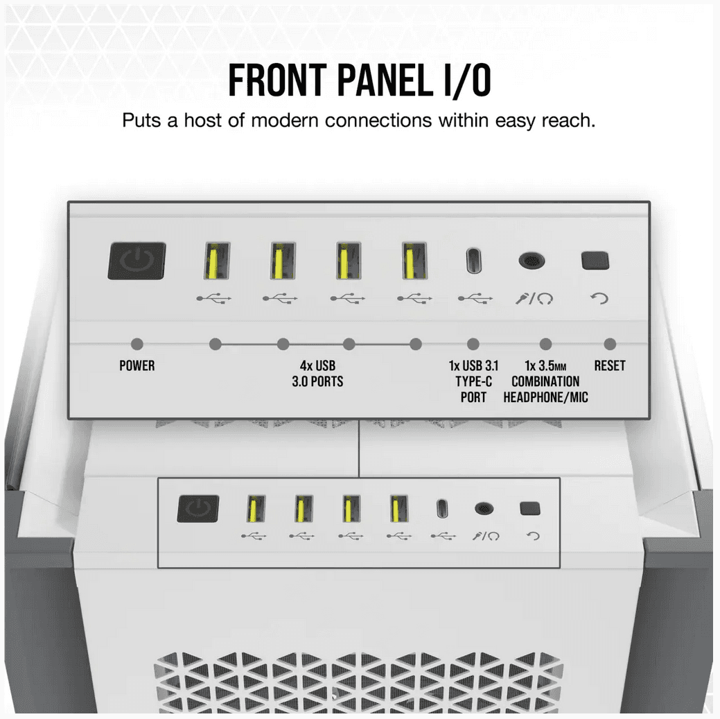 Carcasa Corsair 7000D AIRFLOW, RGB, Full Tower, White - 5