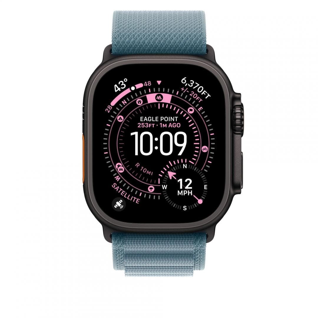 Apple Watch 49mm Light Blue Alpine Loop - Large - Black Titanium - 2